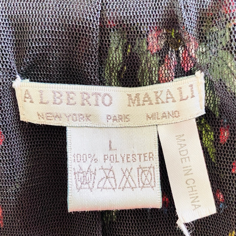 VINTAGE Jacket Blazer Alberto Makali Black Floral Large Boho WhimsyGoth Artsy - Picture 16 of 16
